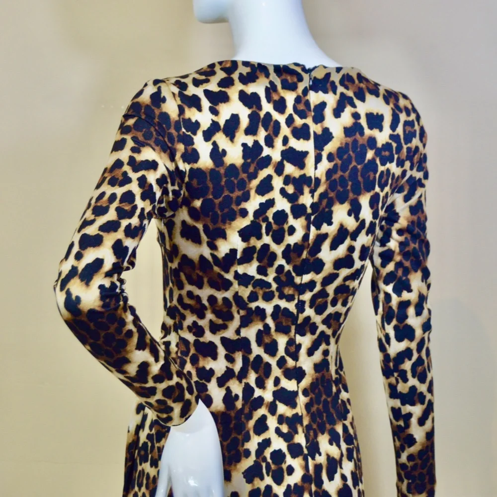 Leopard Print Mini Night Out Dress by Carmen Marc Valvo.Made in US